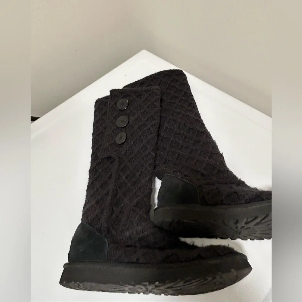 Ugg Lattice Cardy Knit Boots Black Size 7